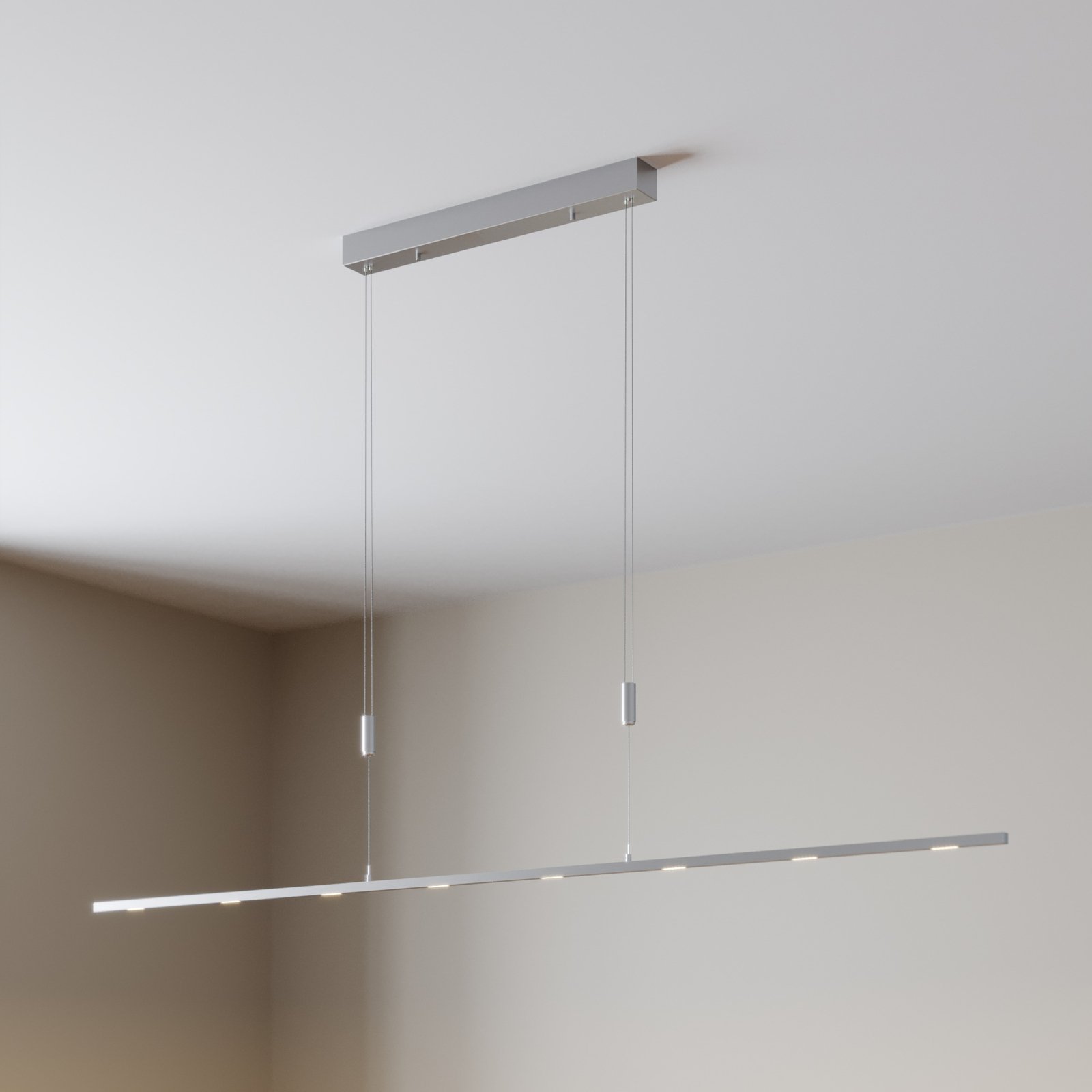 Lucande Lámpara colgante LED Arnik, 180 cm, color níquel, atenuable