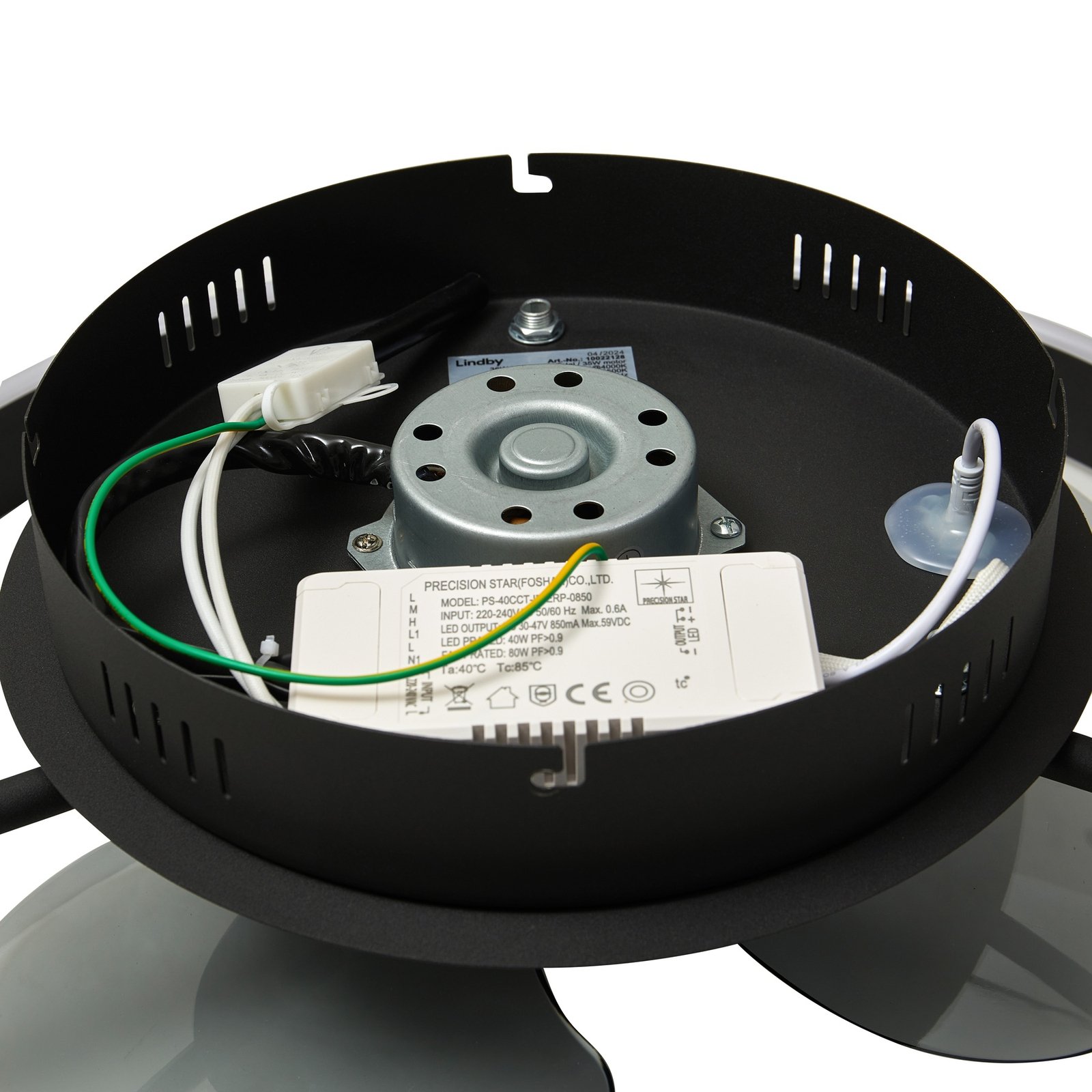Lindby LED-loftventilator Momitu, sort, støjsvag, Ø 50 cm