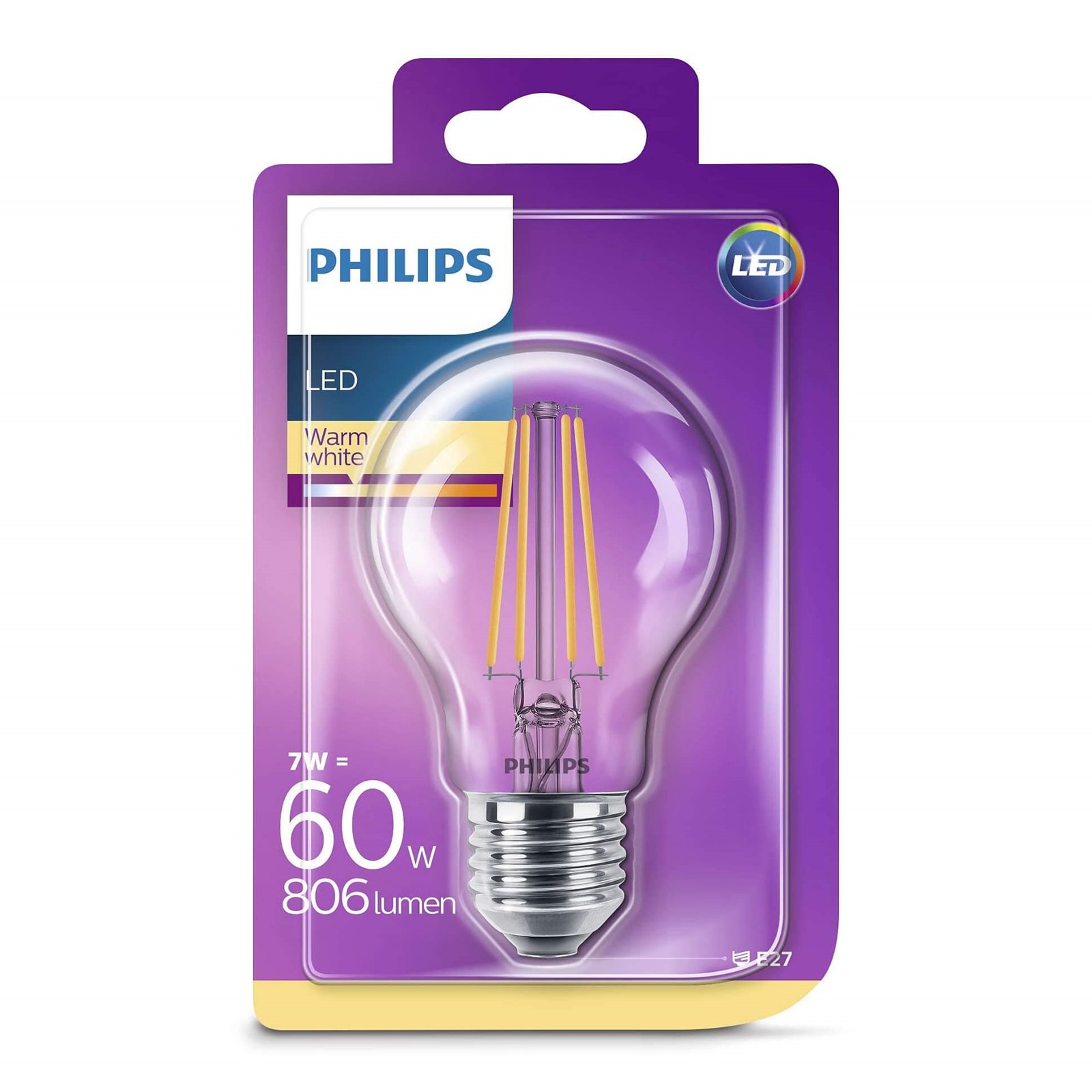 Lichtbron LED Dekoration 7W Glas (806Lm) E27 - Philips