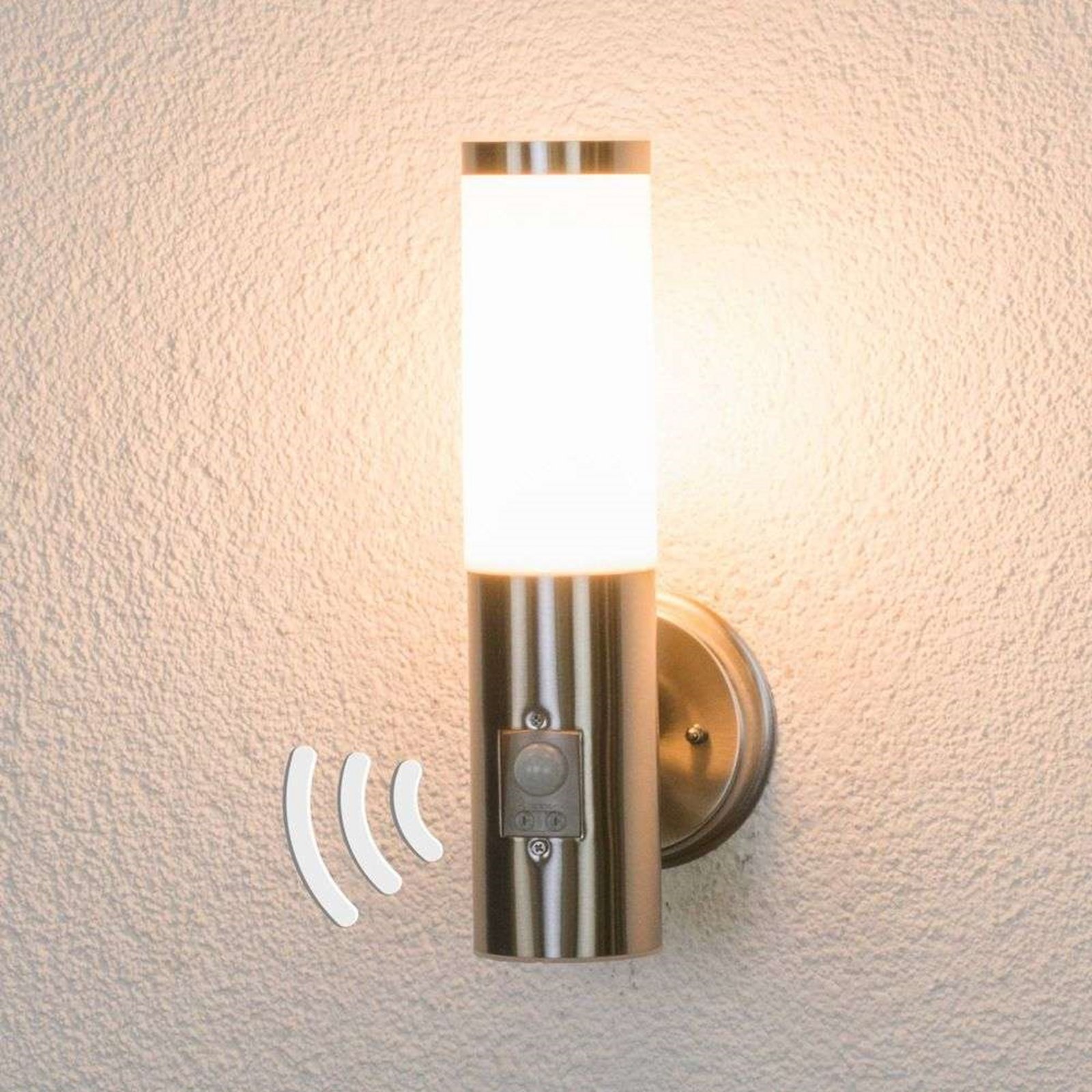 Kristof Buiten Wandlamp w/Sensor Steel - Lindby