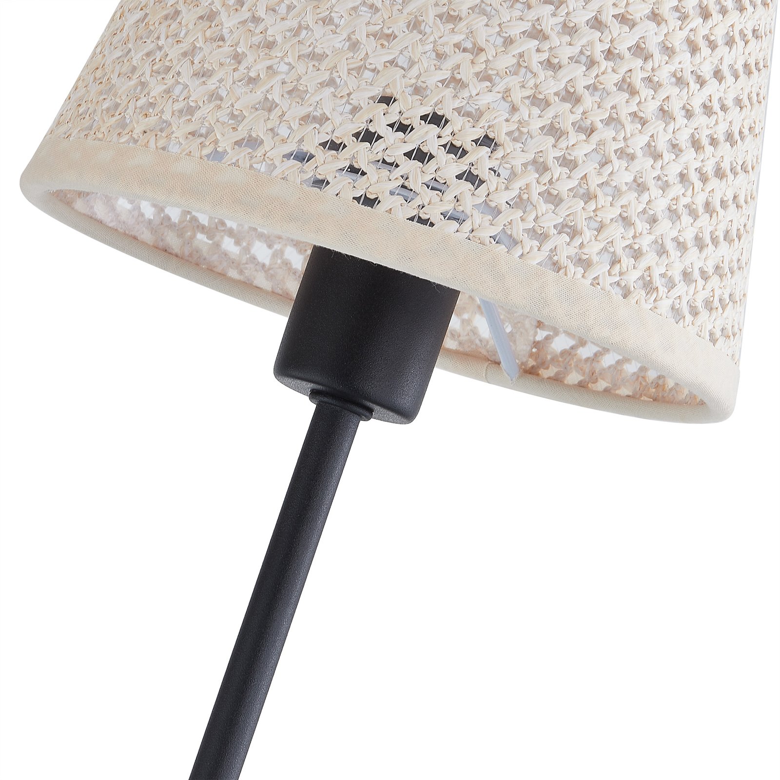 Lámpara de pie Lindby Torvy, blanco/negro, metal, 165 cm, E14