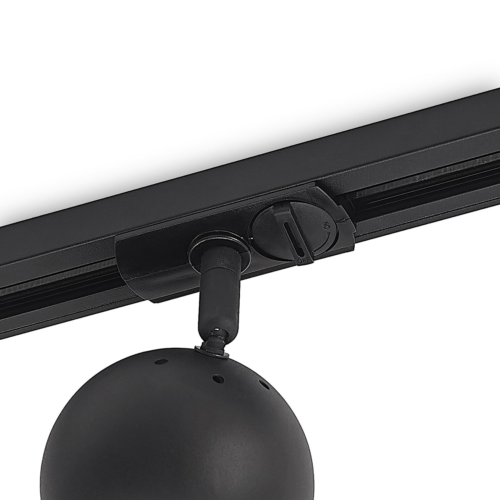 Projetor de calha Lindby Linaro, GU10, Ø 9 cm, preto, monofásico