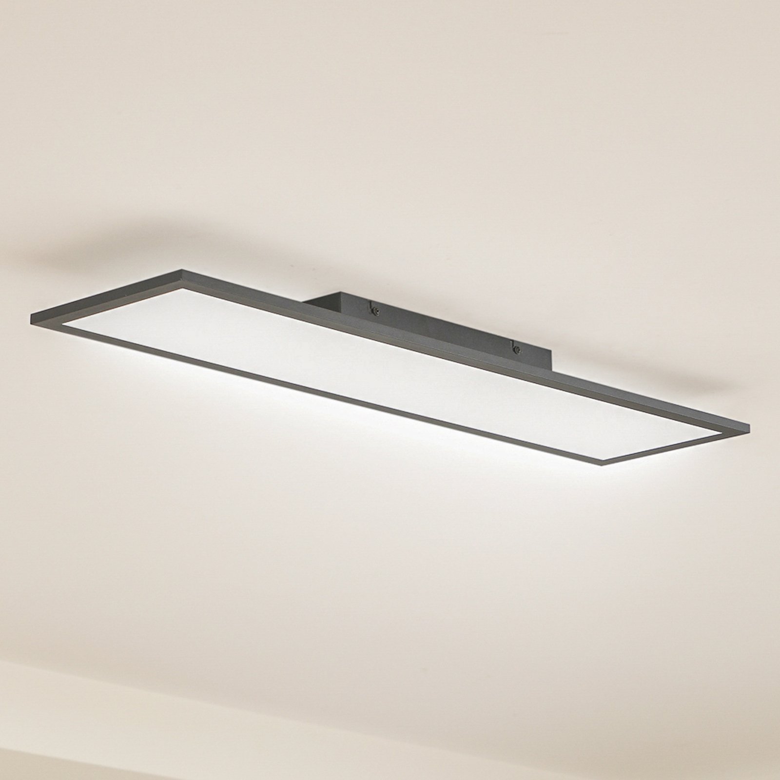 Lindby LED-Panel Enhife, schwarz, 80 x 20 cm, Metall, 4.000K