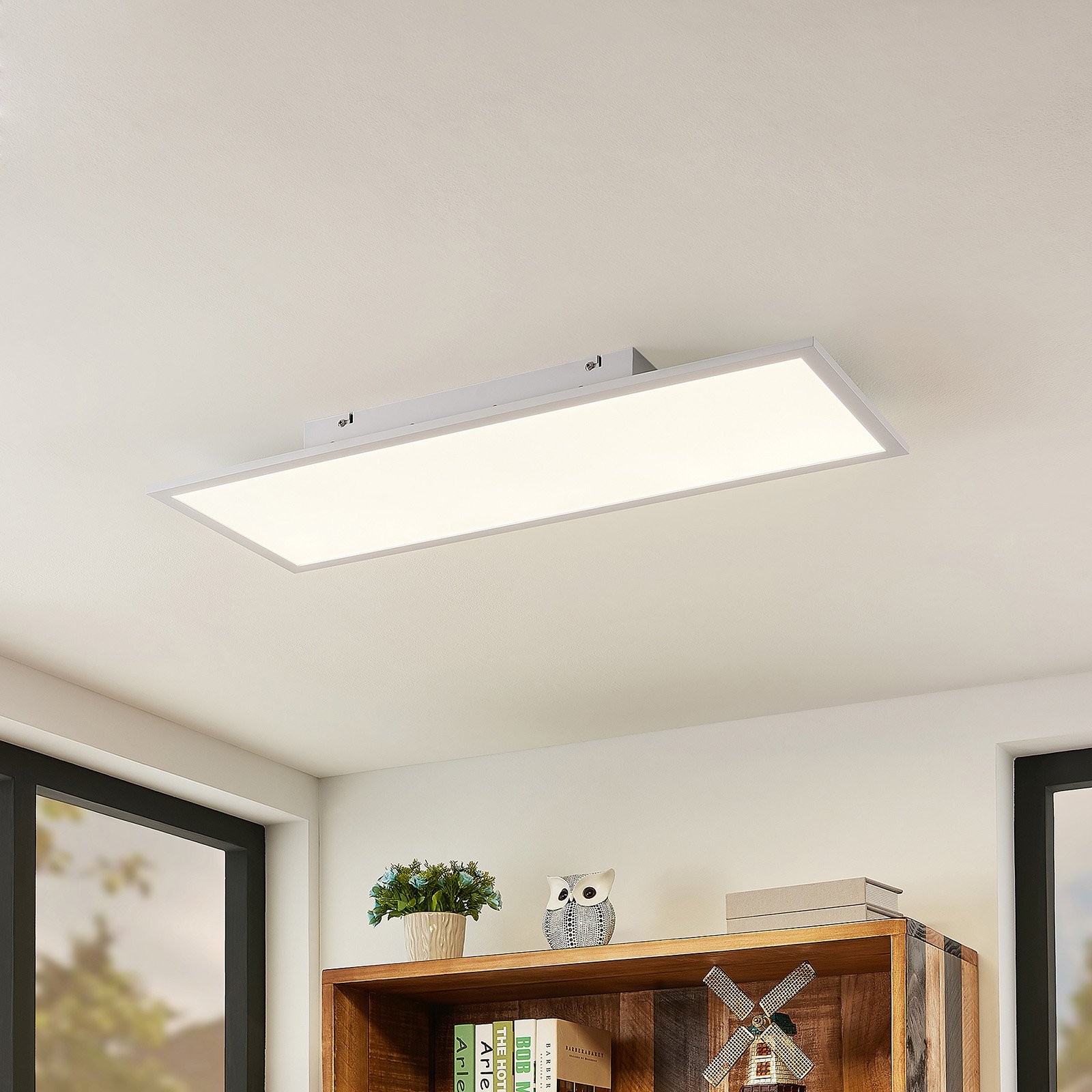 Lindby LED-panel Quais, 80 x 30 cm, vit, metall, 4.000K