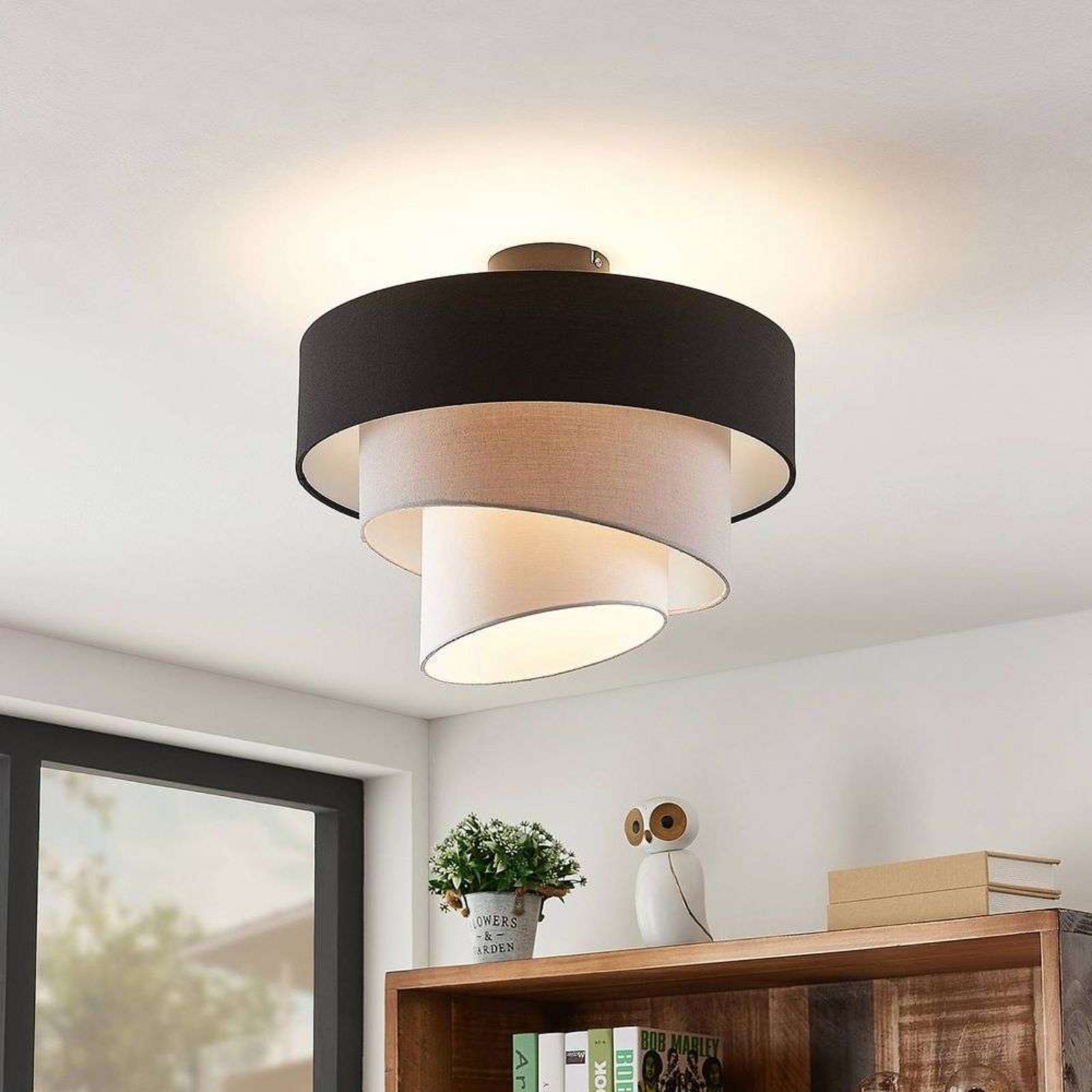 Coria Ceiling Lamp Black/Grey - Lindby