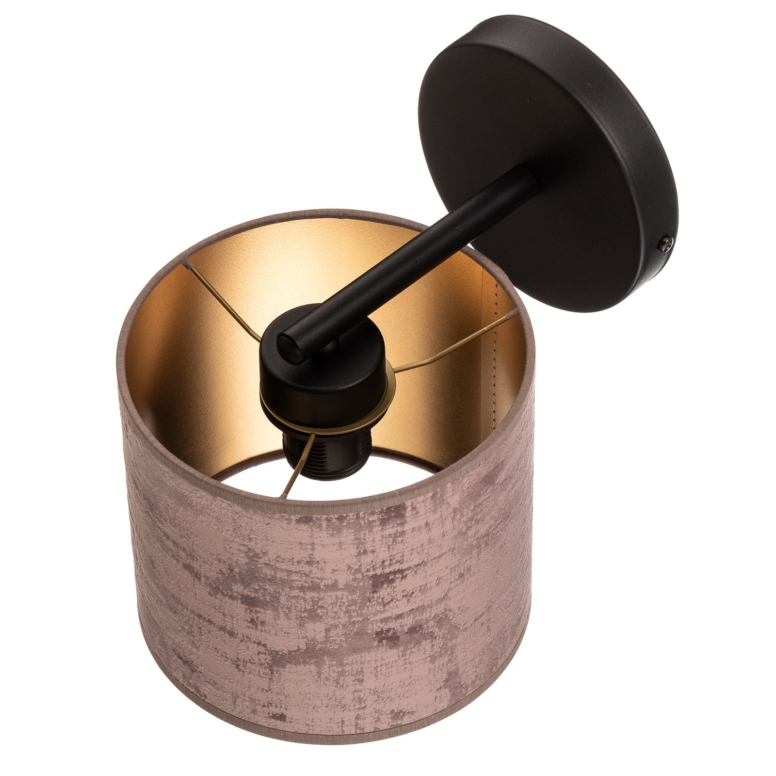 Aplique de pared Jari con pantalla de tela, oro rosa