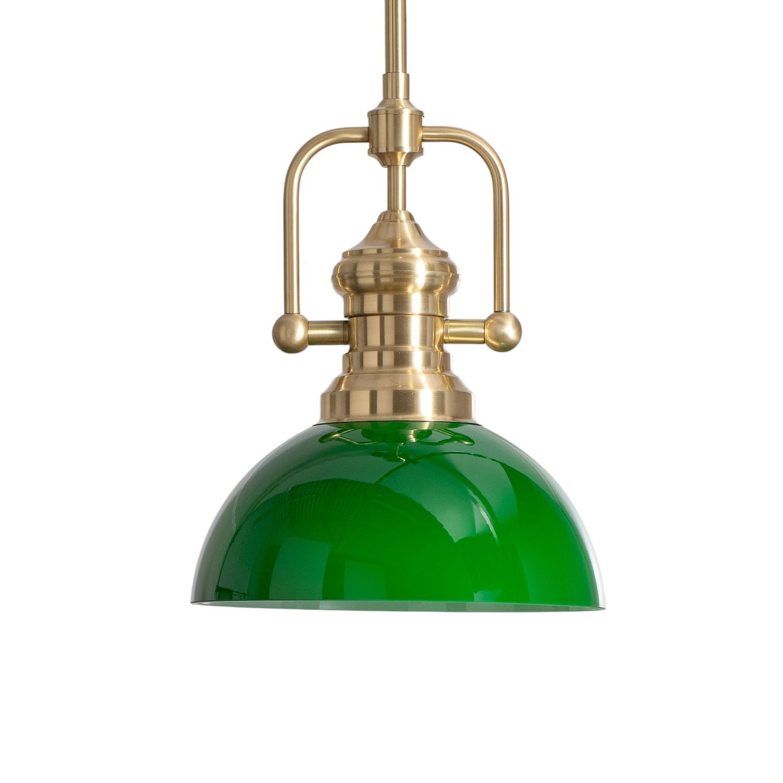 Lámpara colgante Platino, dorada/verde, cristal, 1 luz, E27