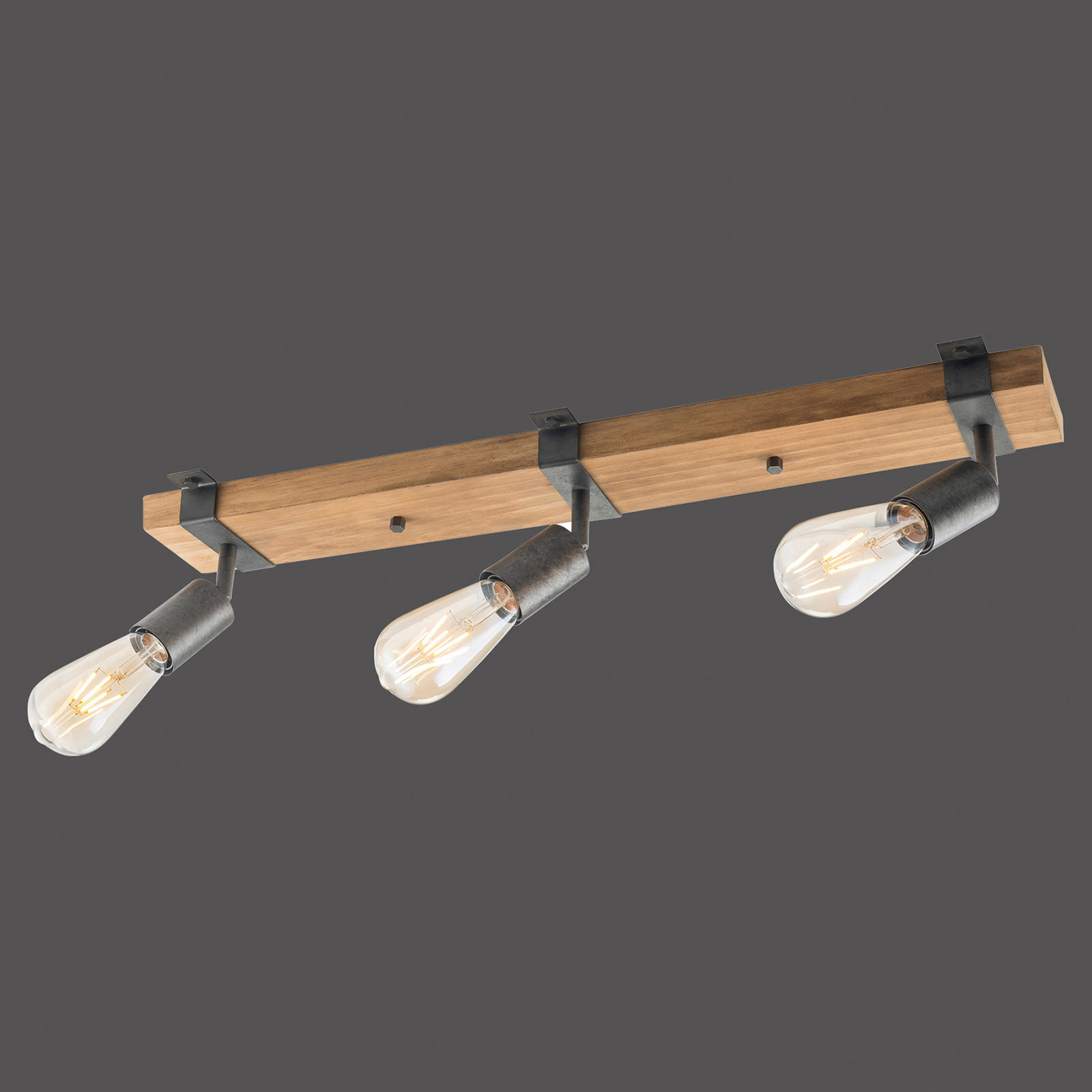 Slat ceiling light, pivotable, three-bulb