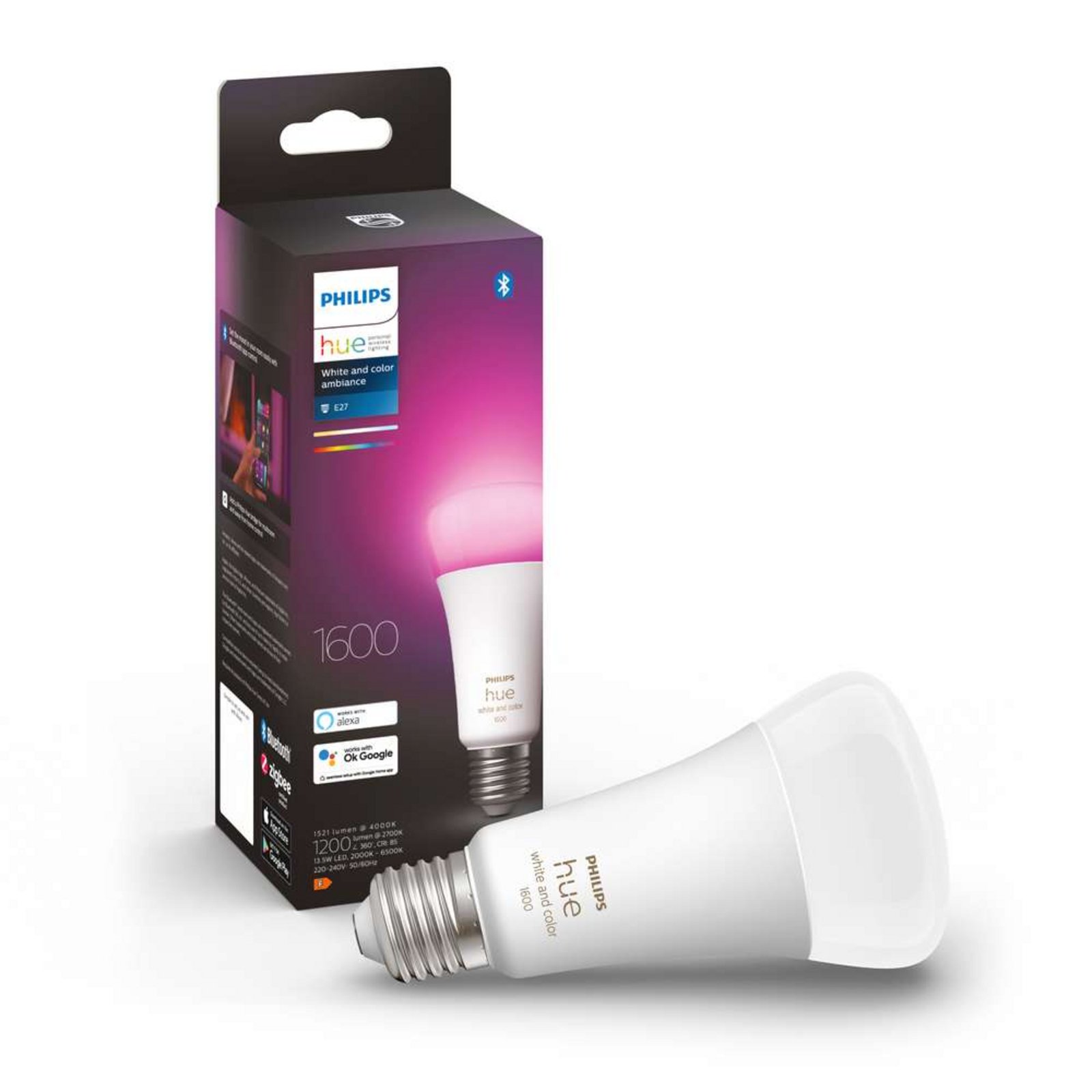 Philips Hue White & Color Amb. 13,5W Bluetooth E27 Lichtbron - Philips Hue