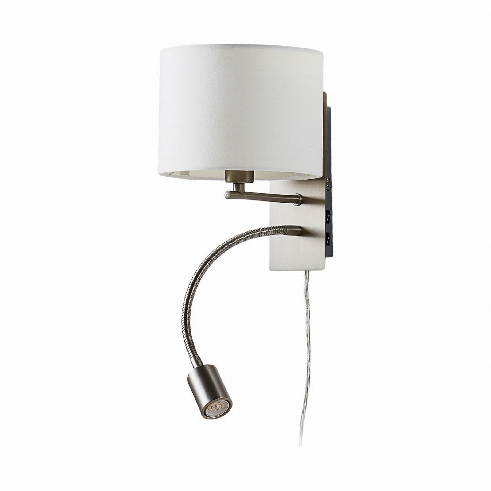 Lindby applique Florens, nichel, lampada a LED da lettura, 23,5 cm