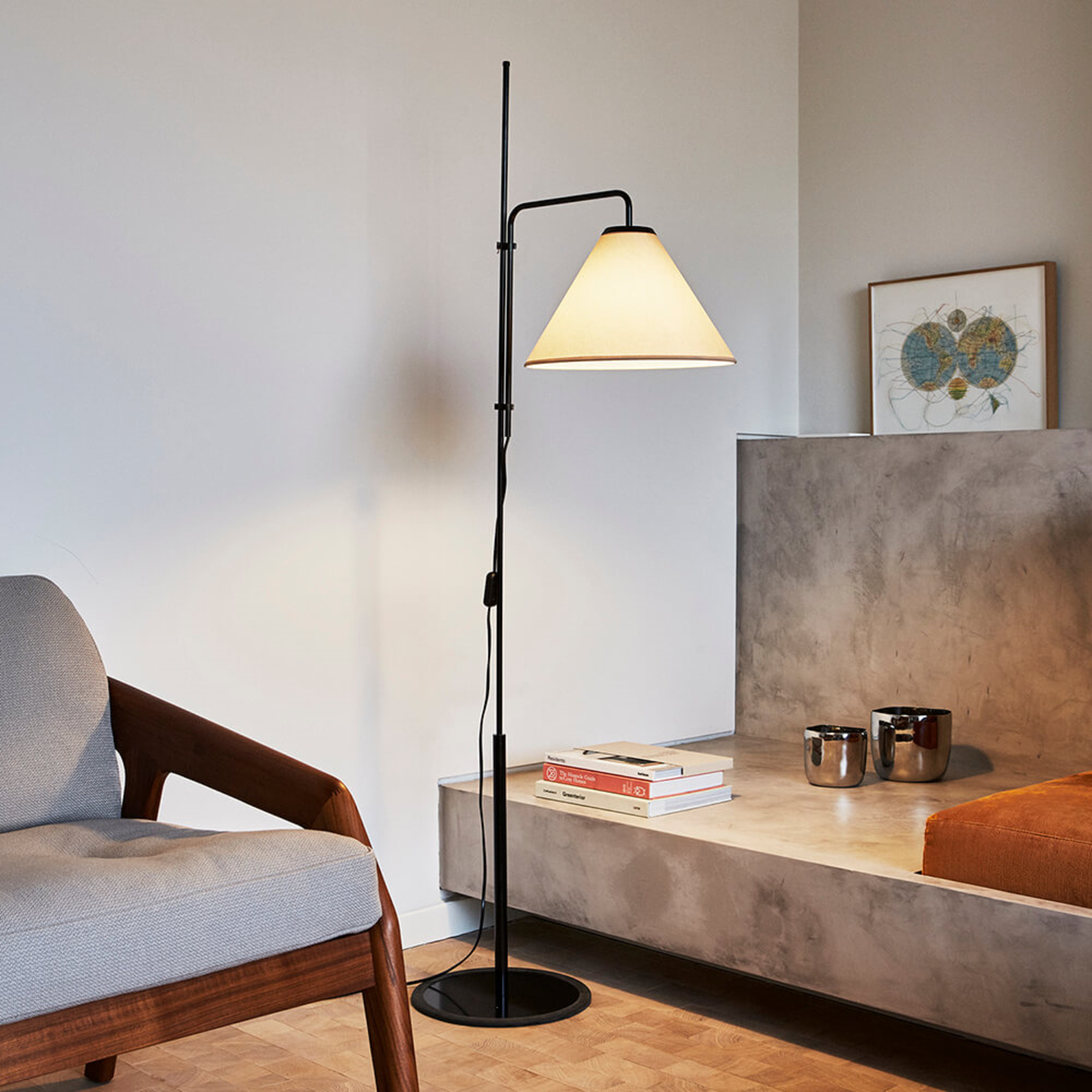 Funiculi Fabric Lampadaire Noir-Blanc - Marset