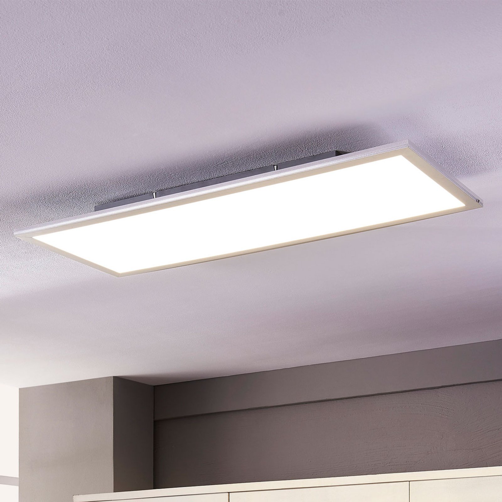 Lindby LED-Panel Livel, 4000K, 80 cm x 30 cm, silber, Metall