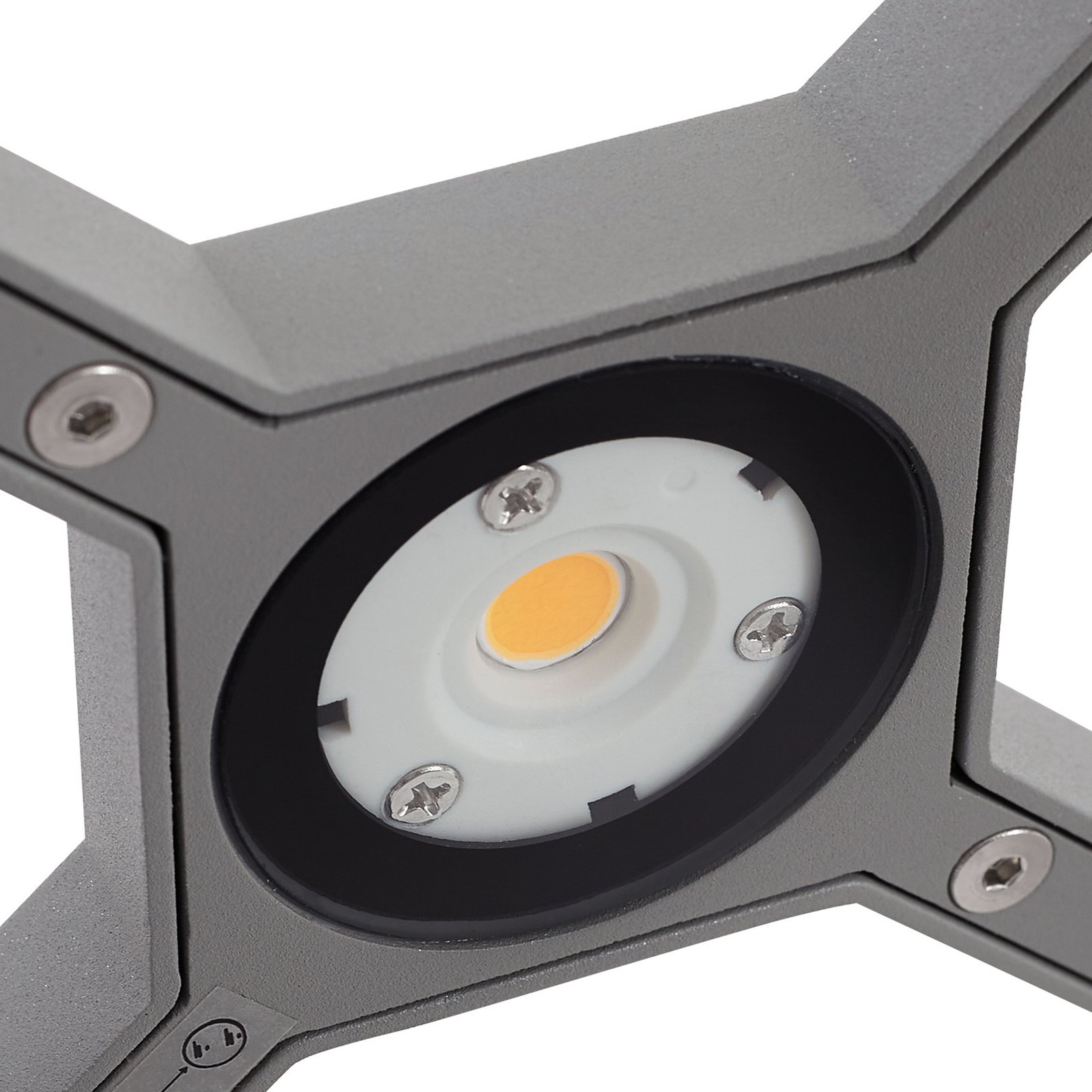 Lucande Baliza LED Lealan, gris, metal, 23 cm, IP54