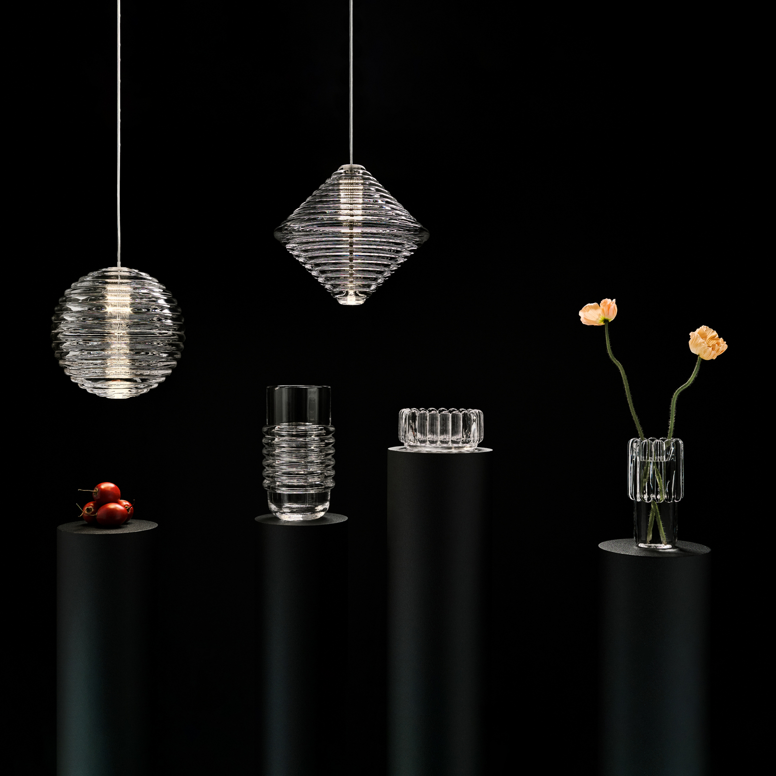 Tom Dixon LED-Hängelampe Press Sphere, klar Ø 30 cm Glas 927