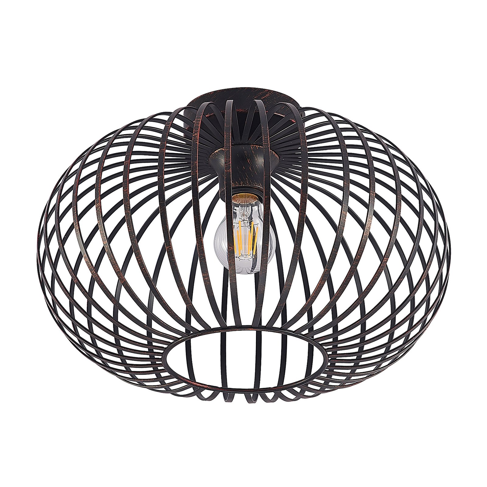 Lindby plafondlamp Rosalea, koperkleurig, metaal, 40 cm, E27