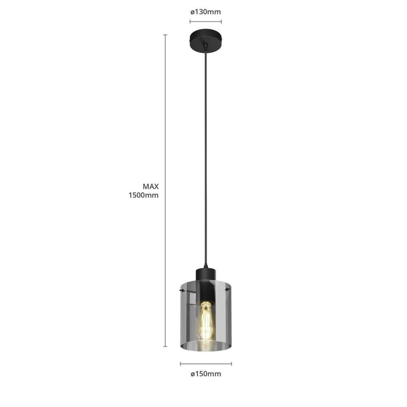 Kourtney Hanglamp Black/Smoke - Lindby