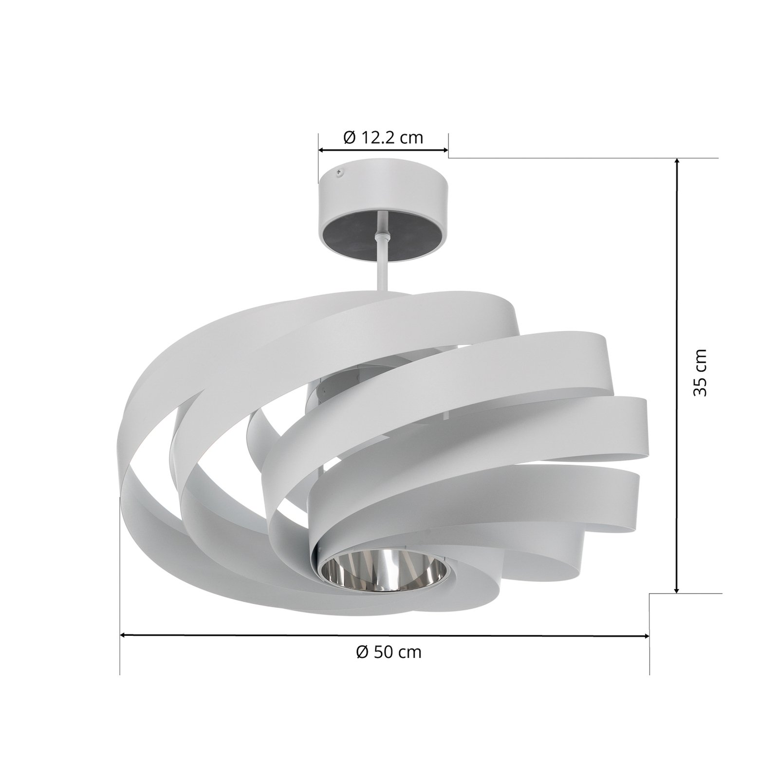 Plafoniera Vento, bianco, metallo, Ø 50 cm