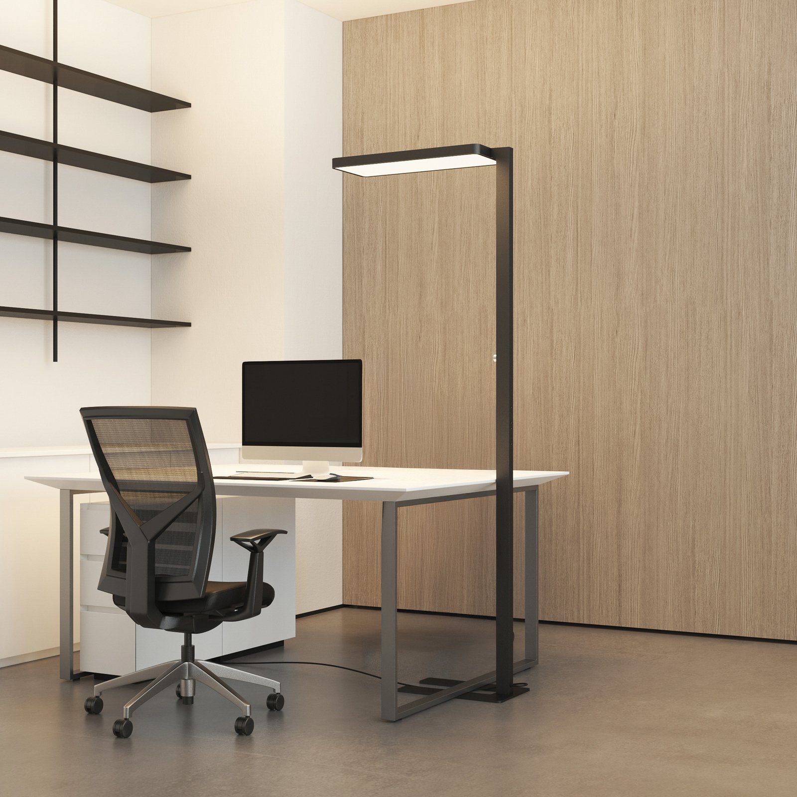 Lámpara de pie LED Timon de Arcchio, 54 W, negra, altura 195 cm