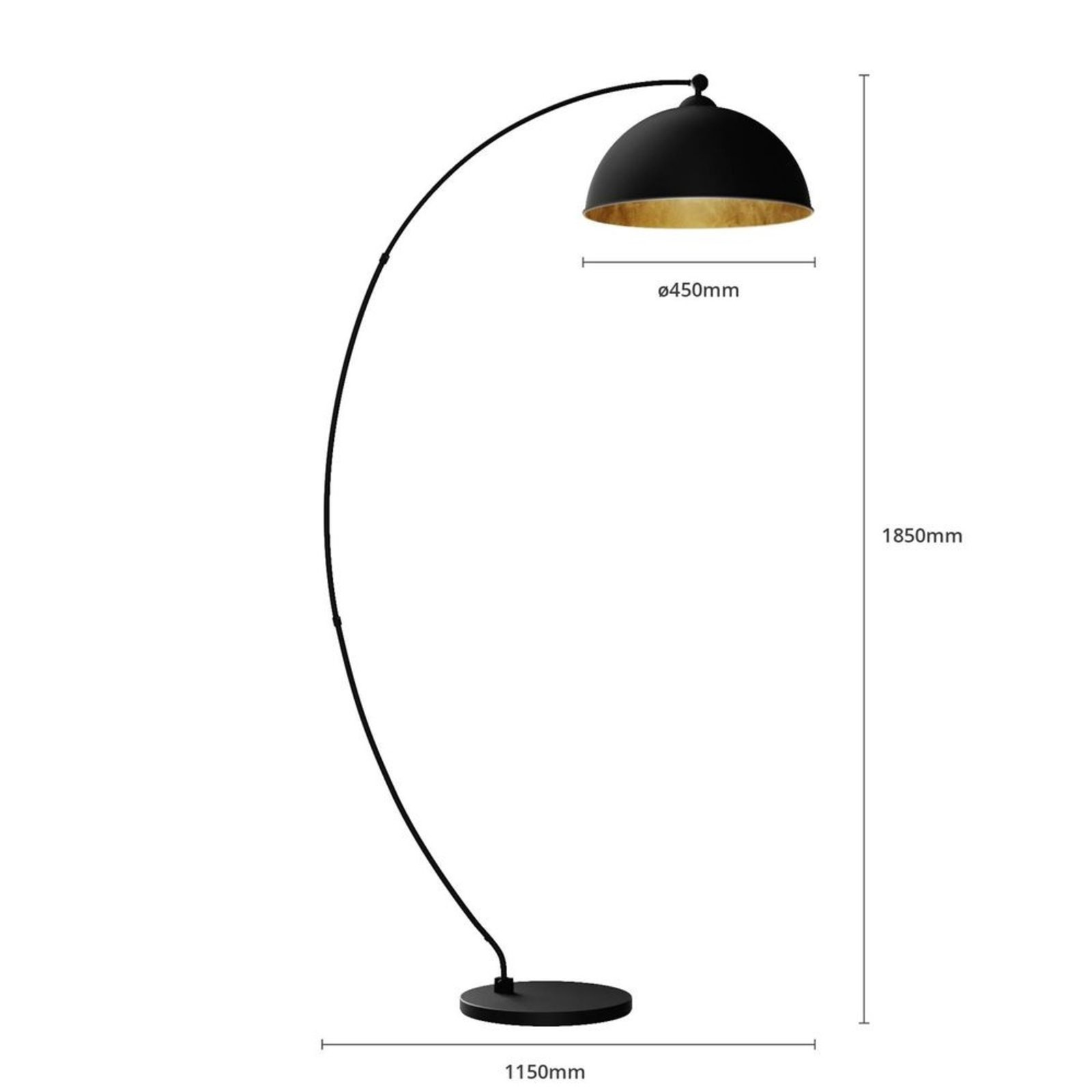 Jonera Lámpara de Pie Black/Gold - Lindby