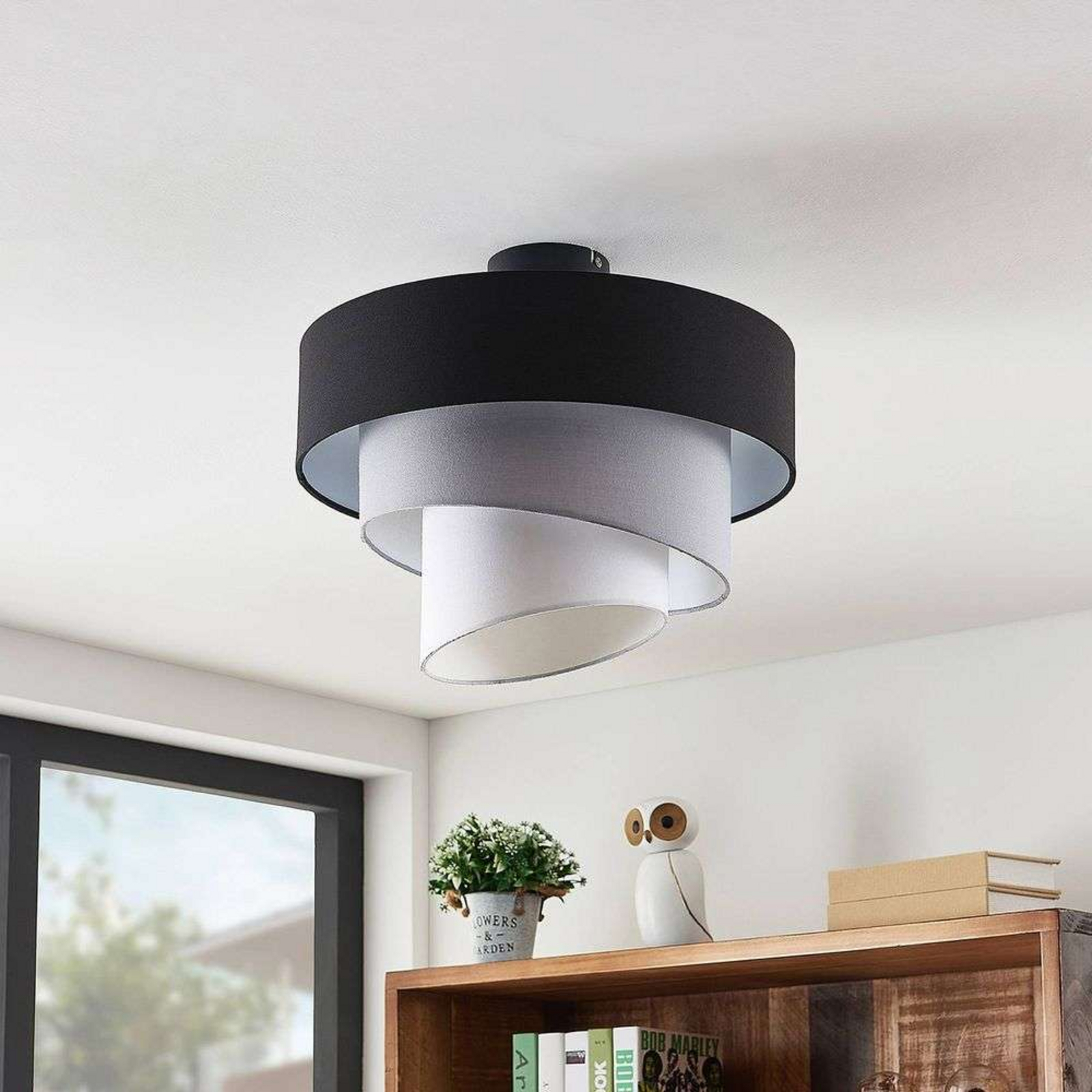 Coria Ceiling Lamp Black/Grey - Lindby