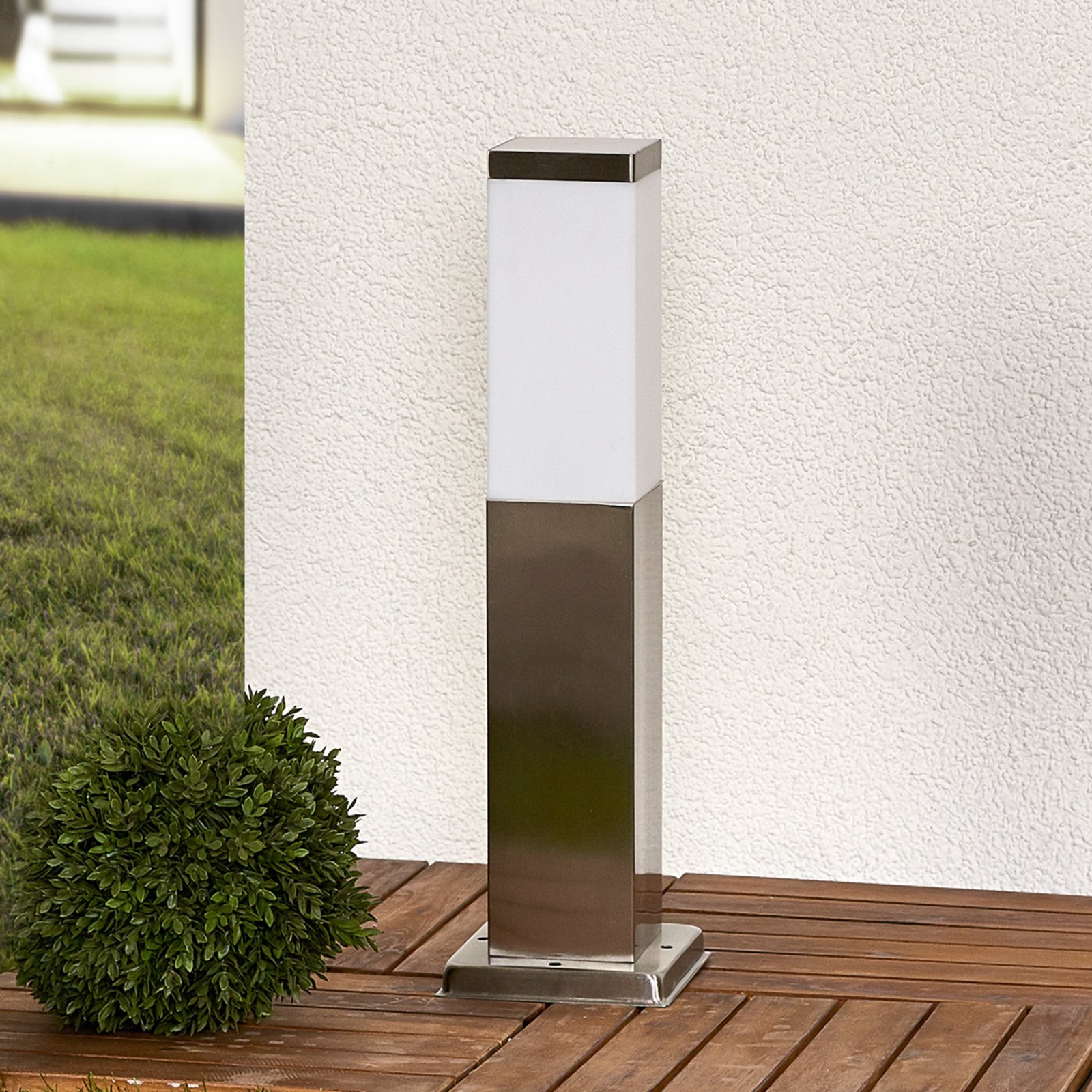 Lindby Lorian sokkellamp, 45 cm, roestvrij staal, IP44, E27