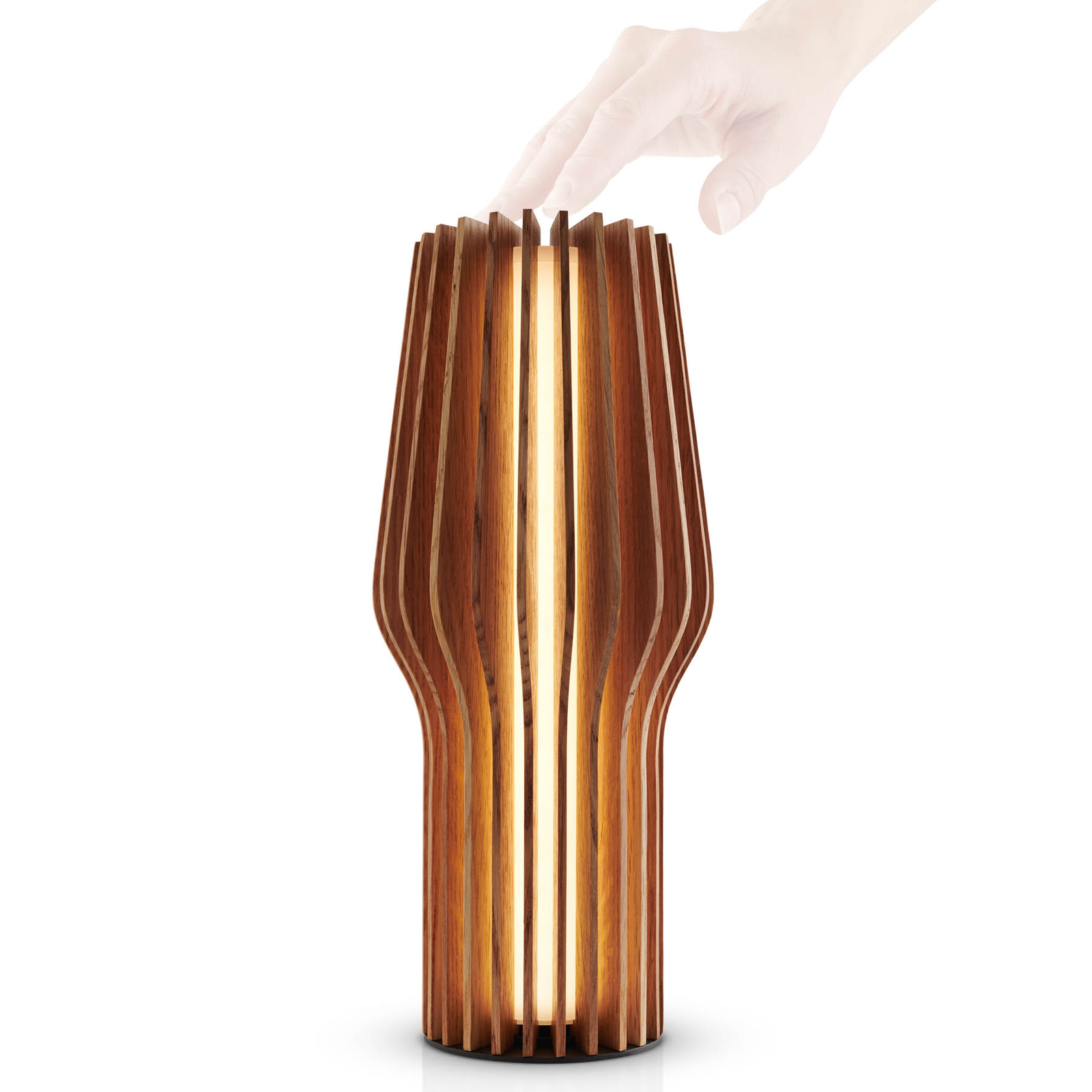 Nabíjecí stolní lampa EVA Solo LED Radiant, světlé dřevo, Ø 9,5 cm