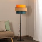 Stehleuchte Trio, Juteschirm, orange/naturbraun/petrol