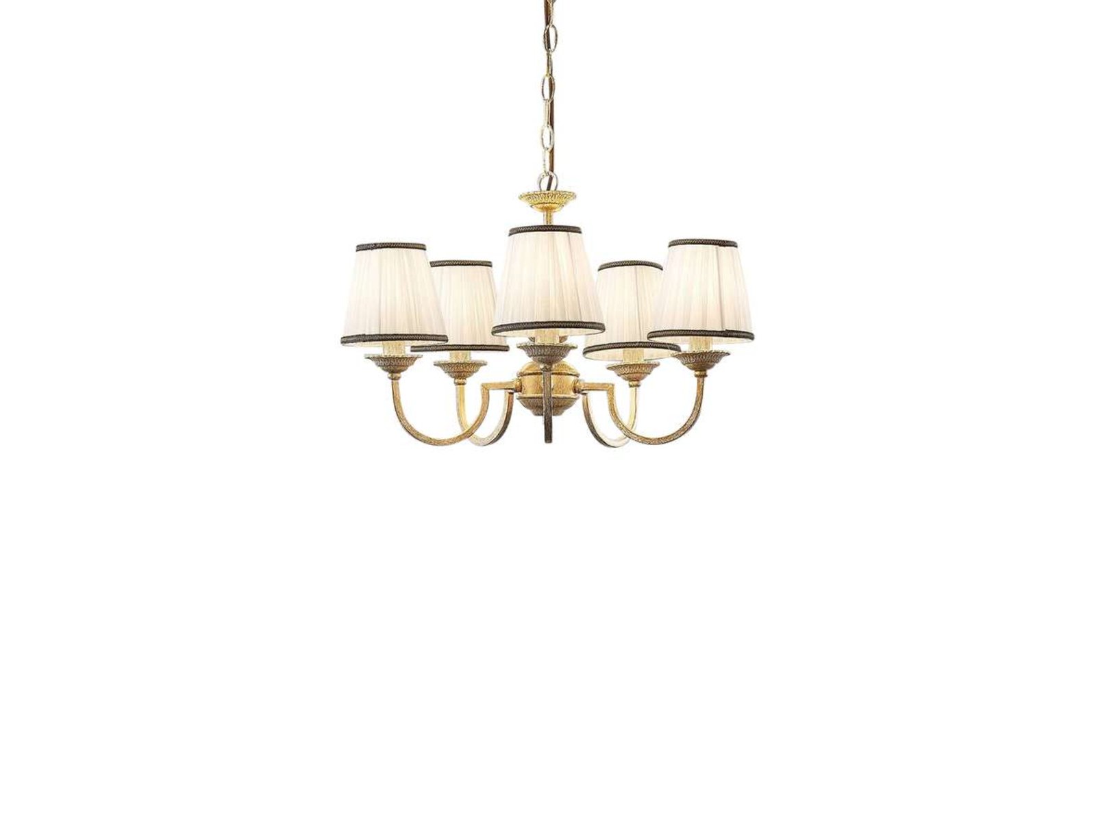 Lumiel 5 Kroonluchter Cream/Antique Brass - Lindby